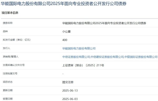 炒股网站 华能国际拟发行400亿元小公募，已提交注册